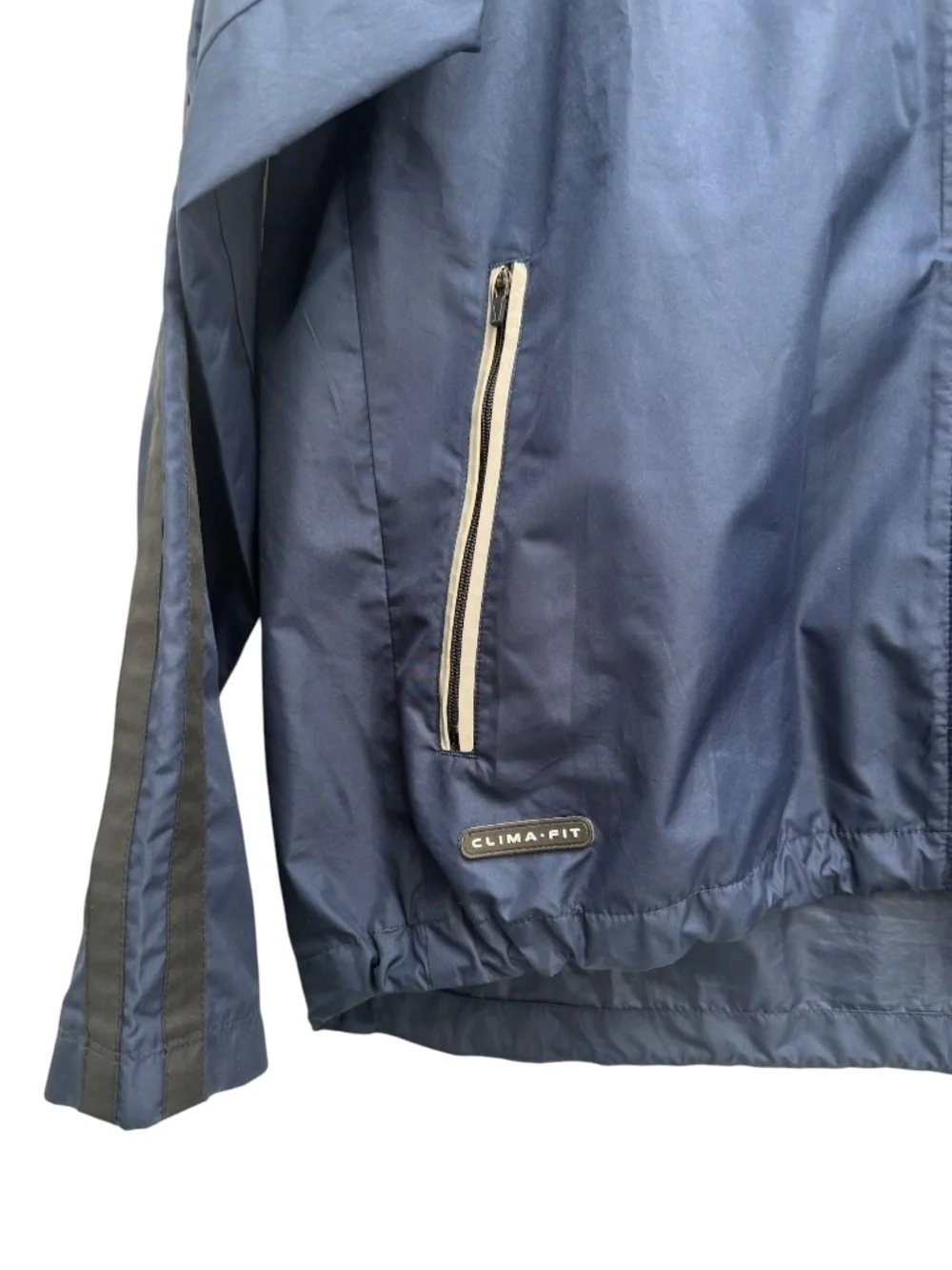 VINTAGE Y2K NAVY NIKE CLIMA-FIT FULL ZIP TRACK JACKET W REFLECTIVE ACCENTS